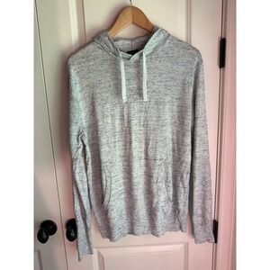 J.Crew Mens Heathered Grey Space Dye Knit Hoodie Sweater Size M Pullover